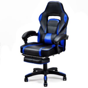 Ergonomic High Back Racing Gaming Chair Swivel Computer Office Desk w/ Footrest-Blue
