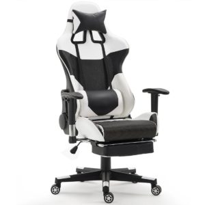 Ergonomic High Back Racing Gaming Chair w/ Lumbar Support & Footrest-White