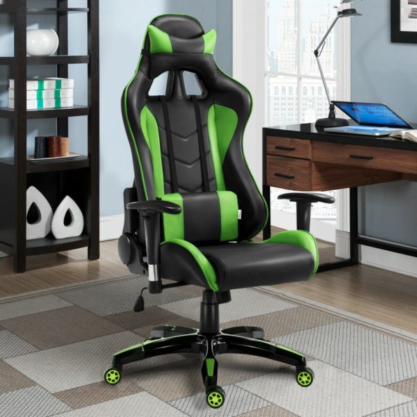 Executive Racing Style PU Leather Gaming Chair High Back Recliner Office Green 