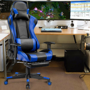 Massage Gaming Chair Reclining Racing Office Chair-Blue