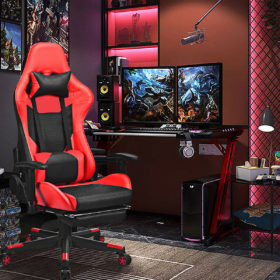 Massage Gaming Chair Reclining Racing Office Chair-Red
